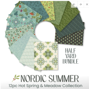 Fabric-Nordic Summer by Gudrun Erla-Hot Spring & Meadow Half Yard Bundle 12 piece