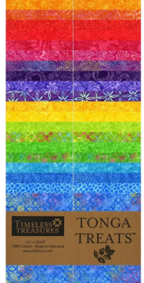 Fabric-Timeless Treasures Tonga Treat Rainbow 40pc 2-1-2” strips