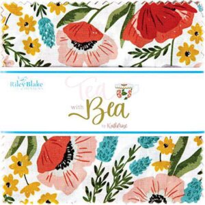Fabric-Katherine Lenius Tea with Bea 5 5-Inch Squares Charm Pack Riley Blake Designs 5-10490-42